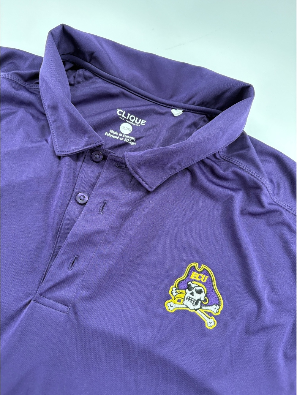 Clique ECU Pirates Golf Polo Men 3XL Purple Embroidered Logo